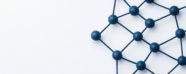 a geometric network structure with blue nodes and connections, symbolizing data or molecular framewo