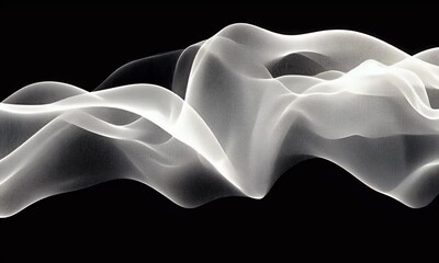 Wall Mural - abstract white wave flowing, dark background, design element