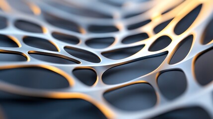 Abstract Metallic Network: A 3D Render of Intricate Silver Lattice Structure