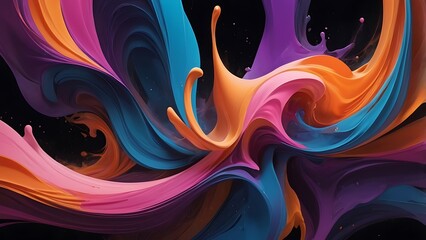 Wall Mural - digital abstract artwork illustration background featuring a bold, graphic style with a repeating pattern of interlocking, curved shapes, fills the entire frame creating a sense of movement and flow