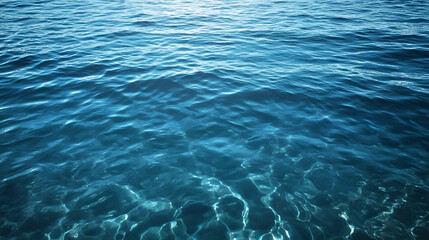 Poster - Calm Blue Ocean Water Surface with Reflections and Sunlight Patterns : Generative AI