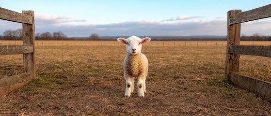 Sticker - Cute lamb standing in a field