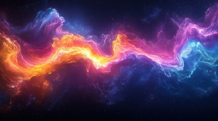 Aufkleber - Vibrant Abstract Wave Fluid Art in Neon Colors with Smooth Gradients and Motion Effect