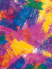 Poster - Vibrant Abstract Art with Dynamic Colorful Brush Strokes in Pink Yellow and Blue : Generative AI
