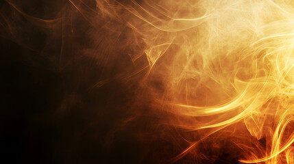 Leinwandbilder - Fiery orange and golden smoke swirling over black background for dramatic effect : Generative AI