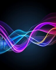 Wall Mural - colorful abstract waves of light flow across a dark background, illustrating concepts of energy, tec