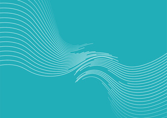 Aufkleber - Blue minimal wavy lines abstract futuristic tech background. Vector digital design