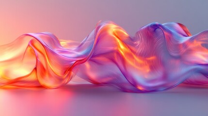 Aufkleber - Iridescent Wave Abstract Background Fluid Design Colorful 3D Render
