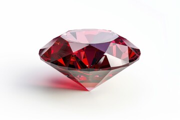 A sparkling ruby gemstone glistens under soft lighting, showcasing its brilliance and multifaceted beauty on a pristine white surface isolated on transparent background