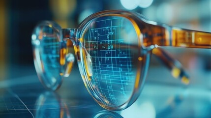 Fototapete - Futuristic Eyeglasses with Digital Interface and Technology Elements