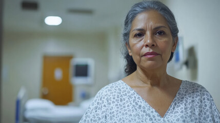 elderly indian woman standing at hospital