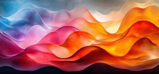 Aufkleber - Translucent Curved Glass Minimalist Abstract Art Design with Soft Pastel Colors and Serene Lighting