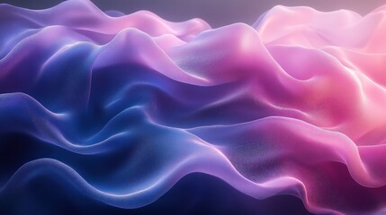 Aufkleber - Abstract Minimalist Shape Flowing Curves Blue Lavender Gradient Light Background Design 3D Render