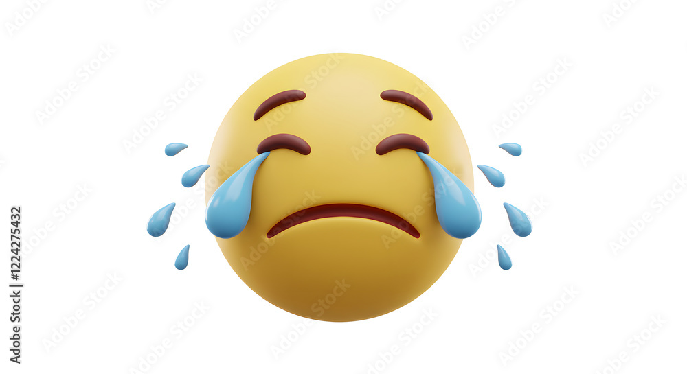 3D Crying Emoji Face Illustration Sad Cartoon isolated on white ...