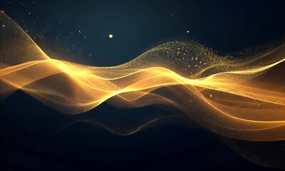 Wall Mural - golden wave energy flow dark background abstract design