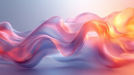 Aufkleber - Abstract Wave Design Curved Glass Effect Three Dimensional Iridescent Background Flowing Colors