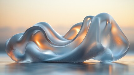 Aufkleber - Minimalist Abstract Sculpture Smooth Curves Transparent Layers Soft Light