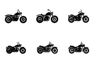 Wall Mural - Cruiser motorcycle flat vector silhouette on white design