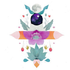 Wall Mural - png flower flowers illustration composition.