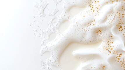 Wall Mural - close-up of fresh milk froth with bubbles, creating a smooth, creamy texture perfect for beverages a