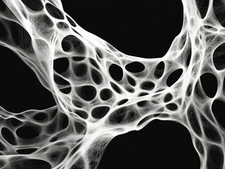 Wall Mural - Abstract 3D rendering of undulating plexus networks. Interconnected dots and lines creating fluid forms., Generative AI