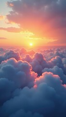 Wall Mural - Softly glowing clouds illuminate the sky with warm gentle rays, morning, sunrise