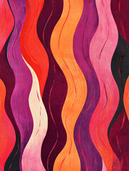 Fototapete - Vibrant Abstract Wavy Pattern in Red Orange and Purple for Modern Artistic Home Decor : Generative AI