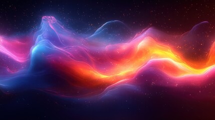 Poster - Abstract Wave Flowing in Neon Colors Futuristic Iridescent Design
