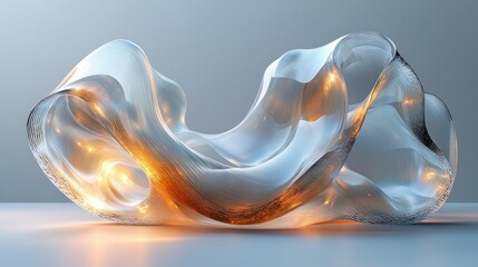 Poster - Minimalist Abstract Sculpture Smooth Curves Transparent Layers Soft Light Calm Serenity