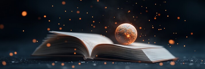 Poster - Celestial Glow STEM Open Book Unveiling Astronomical Diagrams - Inspiring Space Exploration for Educational Content in Digital Learning and Scientific Engagement