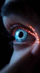 Poster - Futuristic Digital Aesthetic Biometric Eye Projection with Data Interface for Secure Authentication - Advanced Tech Solutions in Cybersecurity and Privacy Protection