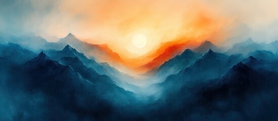 Wall Mural - Abstract Soft Gradient Background Blue Orange White Impressionism Artwork Light Texture Design