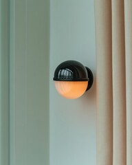 Aufkleber - Contemporary Smart Home Lighting Minimalist Spherical Wall Fixture on Smooth Surface - High-Tech Ambiance for Modern Living Spaces