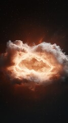 Poster - Celestial Artistry Vibrant Supernova Explosion with Fiery Cloud Textures for Dynamic Space-Themed Advertising and Science Education