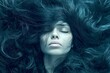 © R - Gorgeous calm mixed-race girl - for ads, billboard and social platforms use. Long haircut - beach waves hair. Commercial ad campaign conceptual art. African beauty hair portraits.