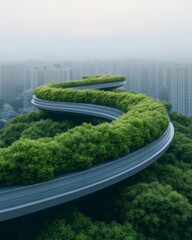 Poster - Sustainable Urban Designs Greenery-Lined Pathways and Futuristic Architecture in Smart Cities - Innovative Urban Planning and Environmental Engineering for Modern Infrastructure
