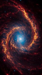 Wall Mural - Majestic spiral galaxy ngc 1566 rotating in the vast cosmos. Vertical video animation based on image by nasa