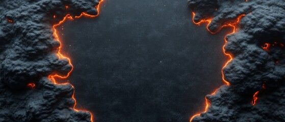 Leinwandbilder - Cosmic Textured Lava Aesthetic Fiery Volcanic Pattern on Dark Canvas - Dynamic Visual for Tech Presentations and Impactful Marketing Design