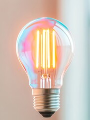 Aufkleber - Contemporary Smart Lighting Vibrant LED Bulb with Metallic and Gradient Textures - Eco-Friendly Tech for Modern Homes and Commercial Urban Innovation