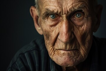 Wall Mural - Intense Portrait of an Elderly Man with a Stern Expression