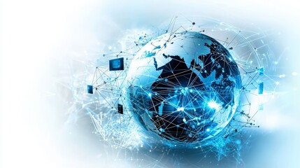 Fototapete - Global connectivity a dynamic visualization of interconnected networks technology digital landscape futuristic view