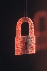 Leinwandbilder - Digital Security Aesthetic Neon Padlock with Matrix Code in Minimalist Dark Room - Network Protection Imagery for IT Solutions and Cybersecurity Marketing