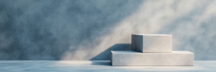 Aufkleber - Modern Minimalist Exhibit Concrete Geometry in Soft Natural Light - Artistic Display for Innovative Design and Architectural Visualization