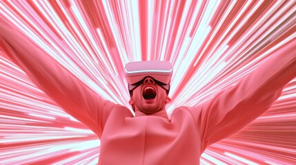 Aufkleber - Neon Immersion Vibrant Motion Blur with VR Headset - Futuristic Tech Content and Immersive Gaming Marketing for Gen Z Engagement