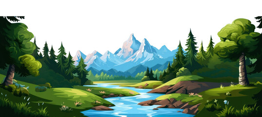 Sticker - PNG Beautiful nature mountain landscape illustration outdoors.