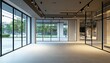 © Kelvin - vacant contemporary retail store with a stylish glass shop window, highlighting the open layout and minimalist design of the interior space