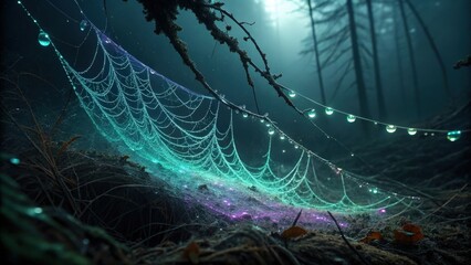 spider web with dew drops