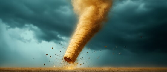 Leinwandbilder - Dynamic Digital Art Surreal Tornado in Desert Storm - Atmospheric Visual Content for Climate Awareness and Innovative Design Campaigns, Evoking Natural Chaos and Energy