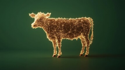 Leinwandbilder - Futuristic Digital Node Cow Illuminated Abstract Design in Ecology Palette - Farm IoT Revolutionizing Sustainable Animal Husbandry for Enhanced Agro-technology Solutions