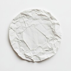 Fototapete - Crumpled white paper circle on white background. (1)